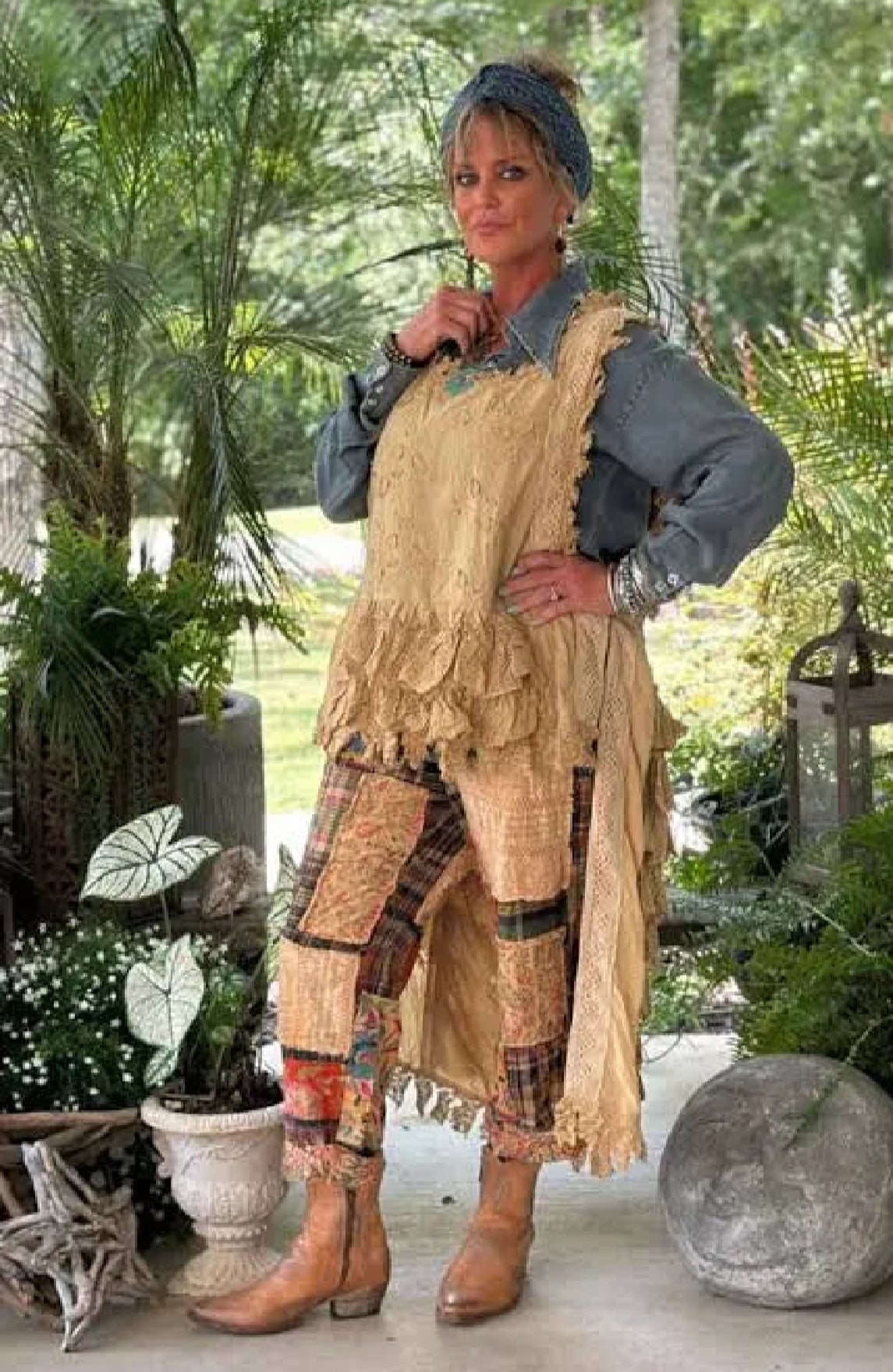  Jaded gypsy ruffle up Hilo top tea stain - Stay Wild Collective  
