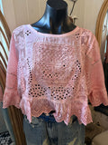   Jaded gypsy softly warn eyelet top in soft pink - Stay Wild Collective  