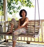 person wearing Jaded gypsy travelling on pants taupe plaid - Stay Wild Collective  