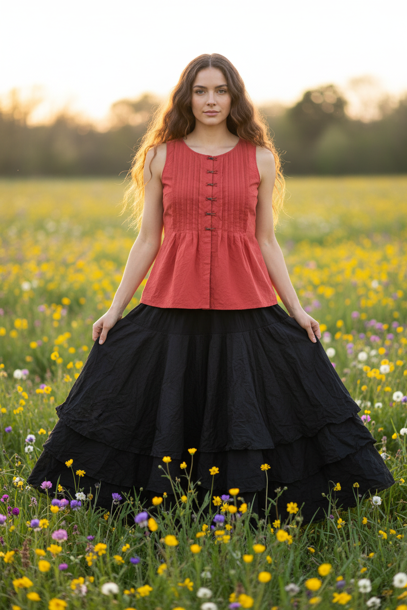 Janni Rose Top & Wendy Black Skirt – Spring Field