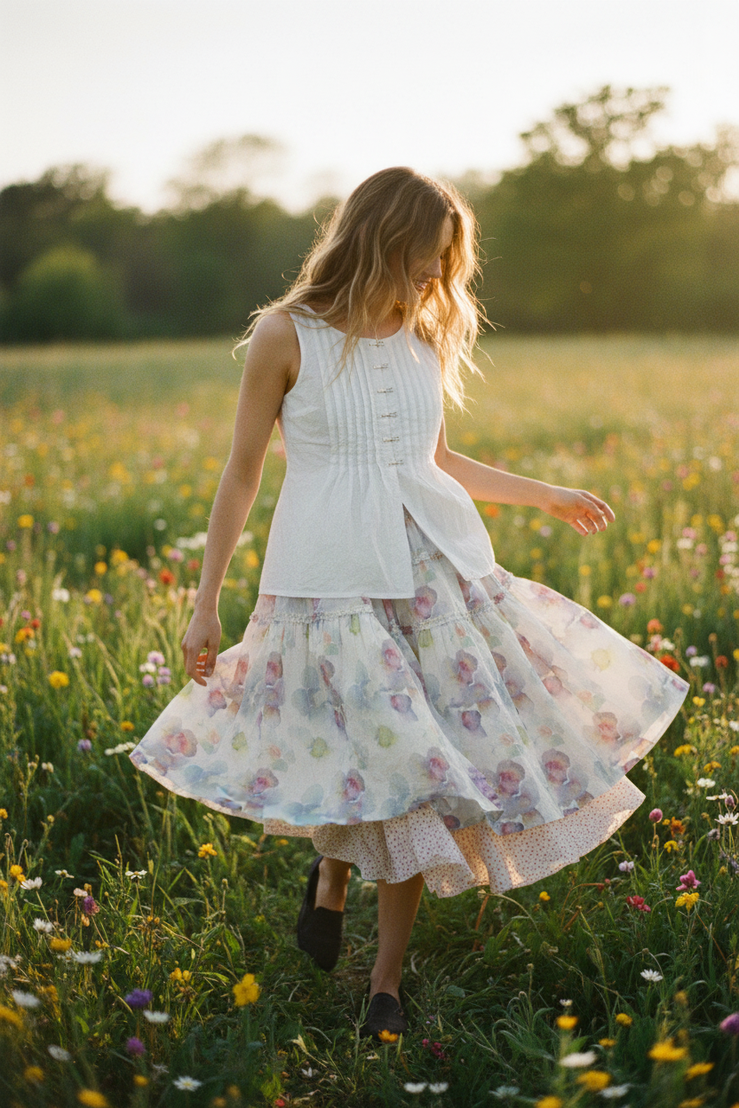 Janni White Top & Wendy Polka Dot Skirt – Spring Field Editorial