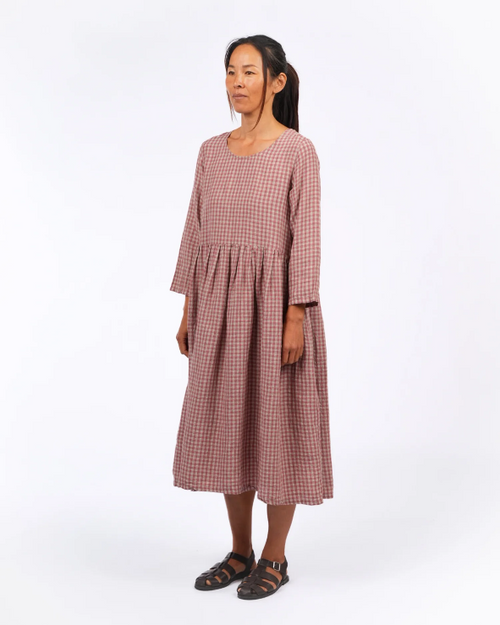   Journee French Linen Dress in Blue rose check Check - Stay Wild Collective  
