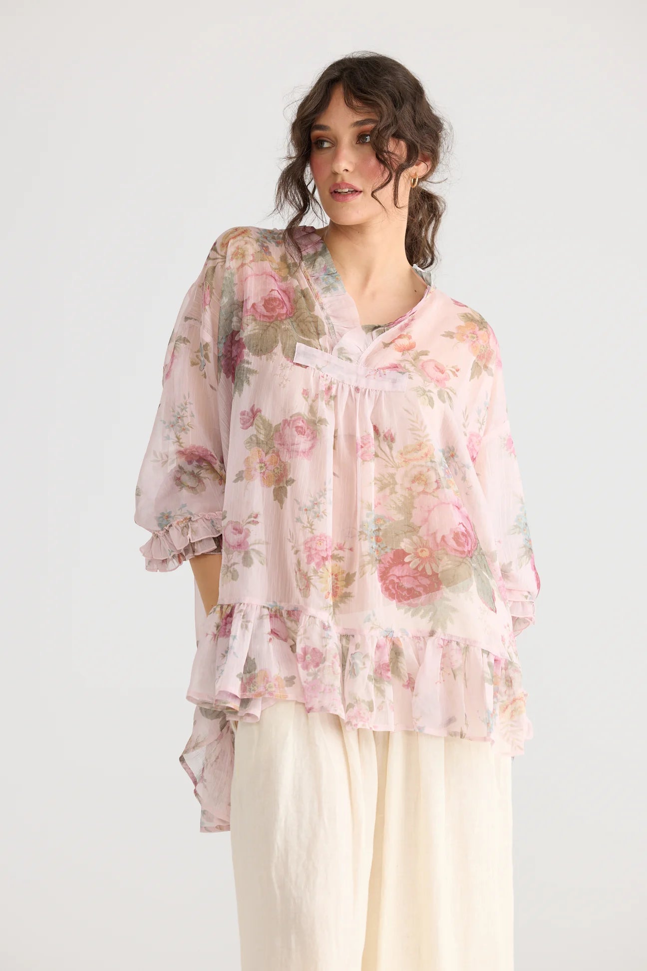  Juliette Chiffon floral top. Tearose miss roses sister violet - Stay Wild Collective  