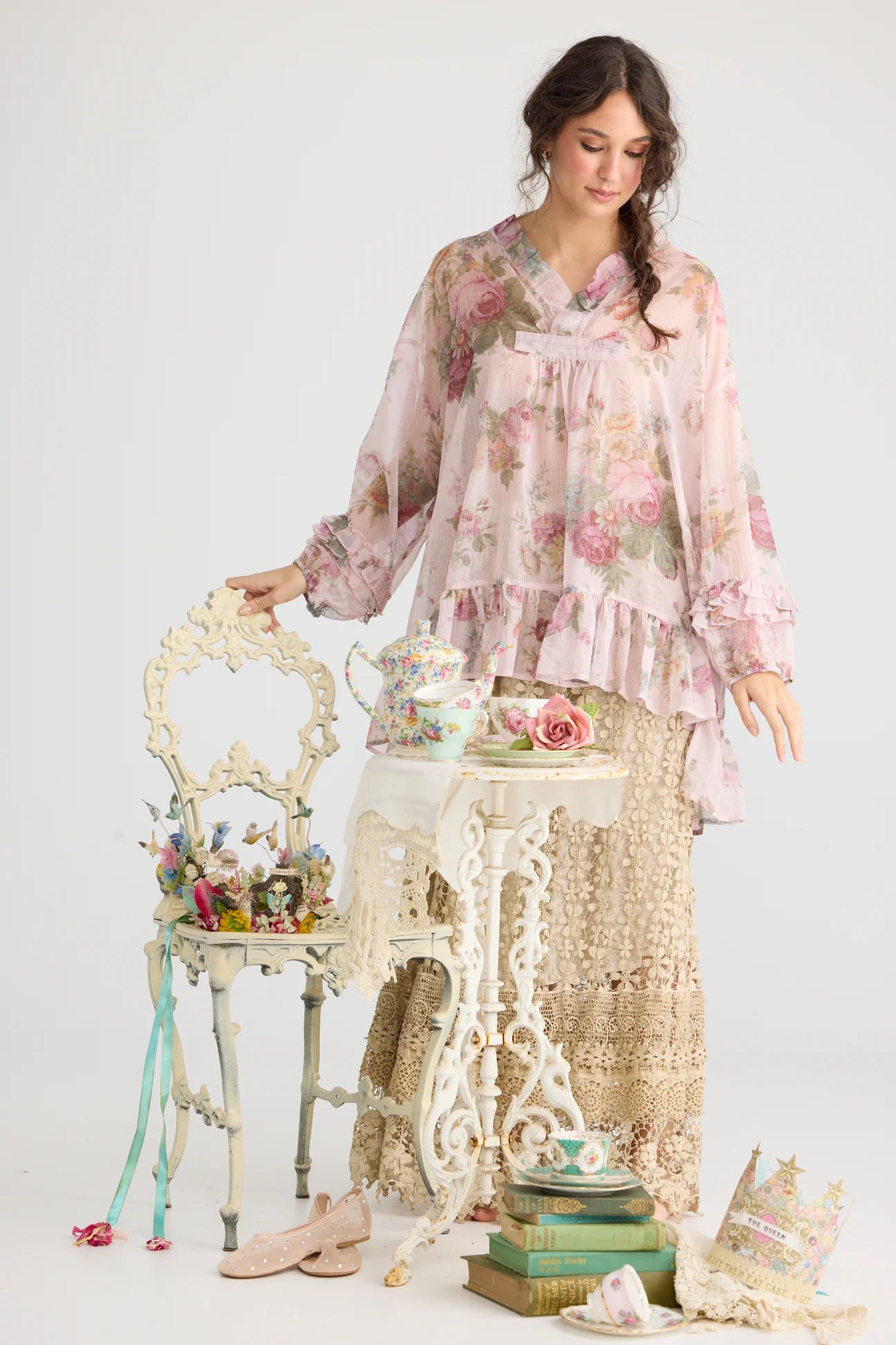  Juliette Chiffon floral top. Tearose miss roses sister violet - Stay Wild Collective  