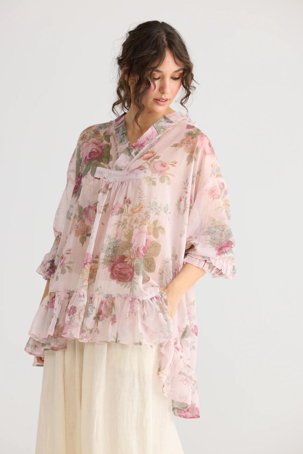  Juliette Chiffon floral top. Tearose miss roses sister violet - Stay Wild Collective  