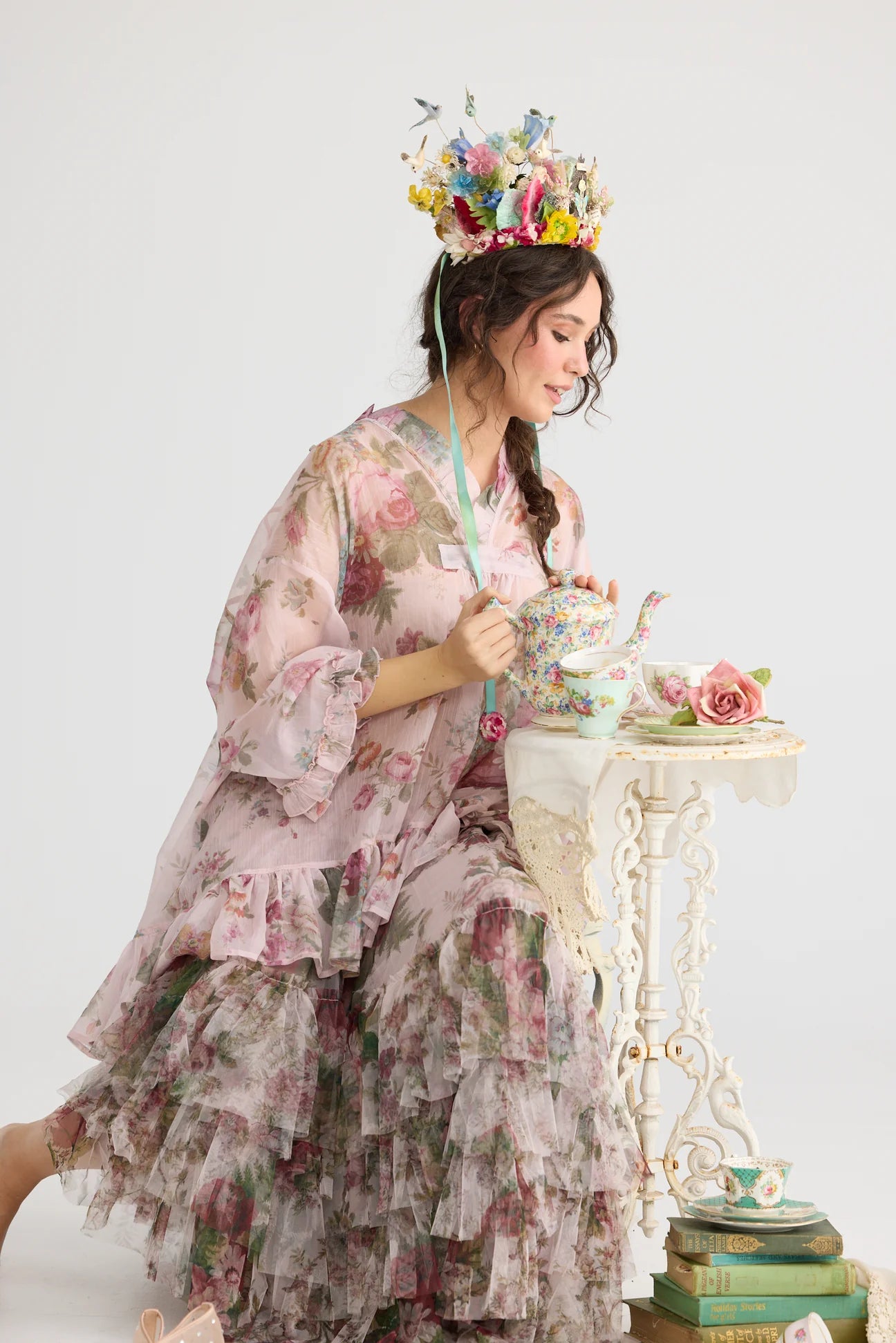  Juliette Chiffon floral top. Tearose miss roses sister violet - Stay Wild Collective  