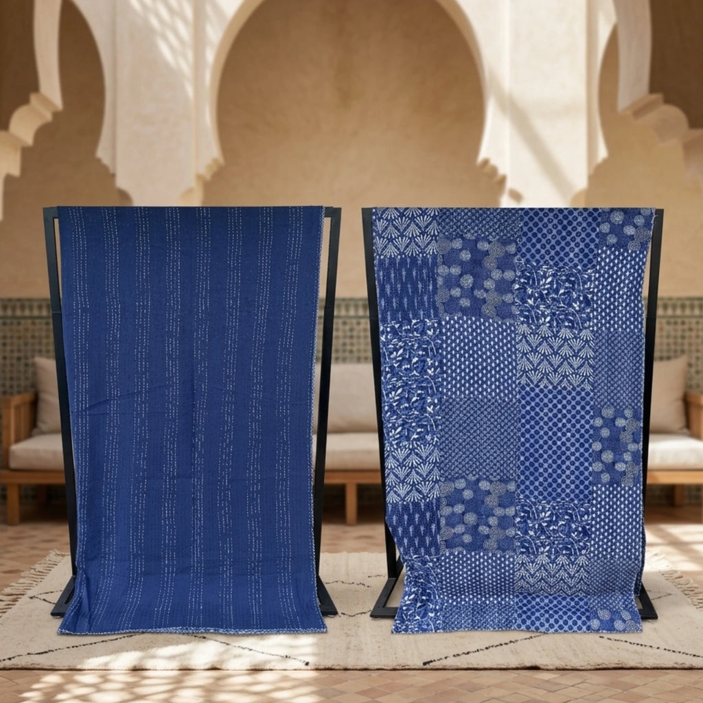  Kantha quilt in Indigo River - Stay Wild Collective  Decor