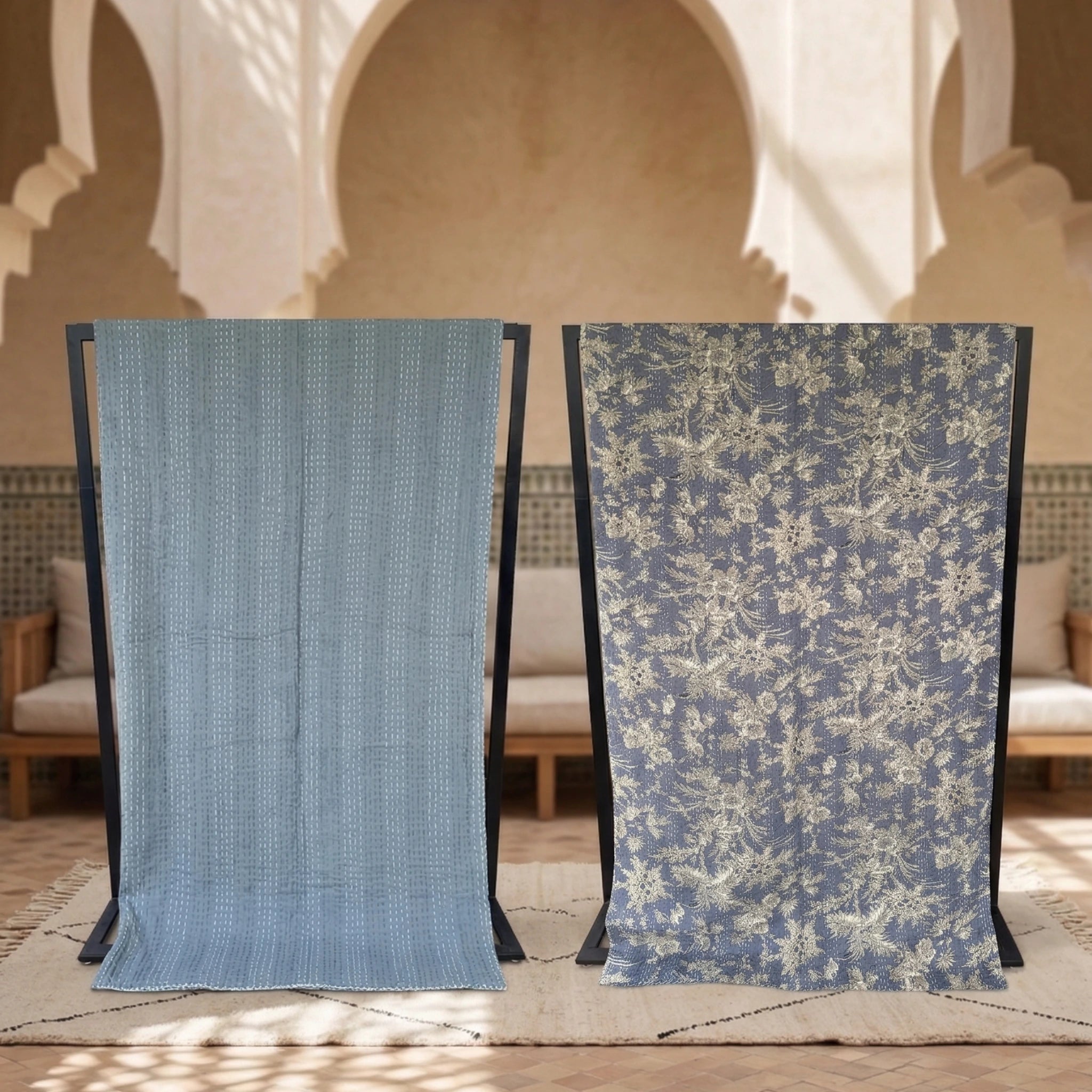  Kantha quilt in Periwinkle Antique - Stay Wild Collective  Decor