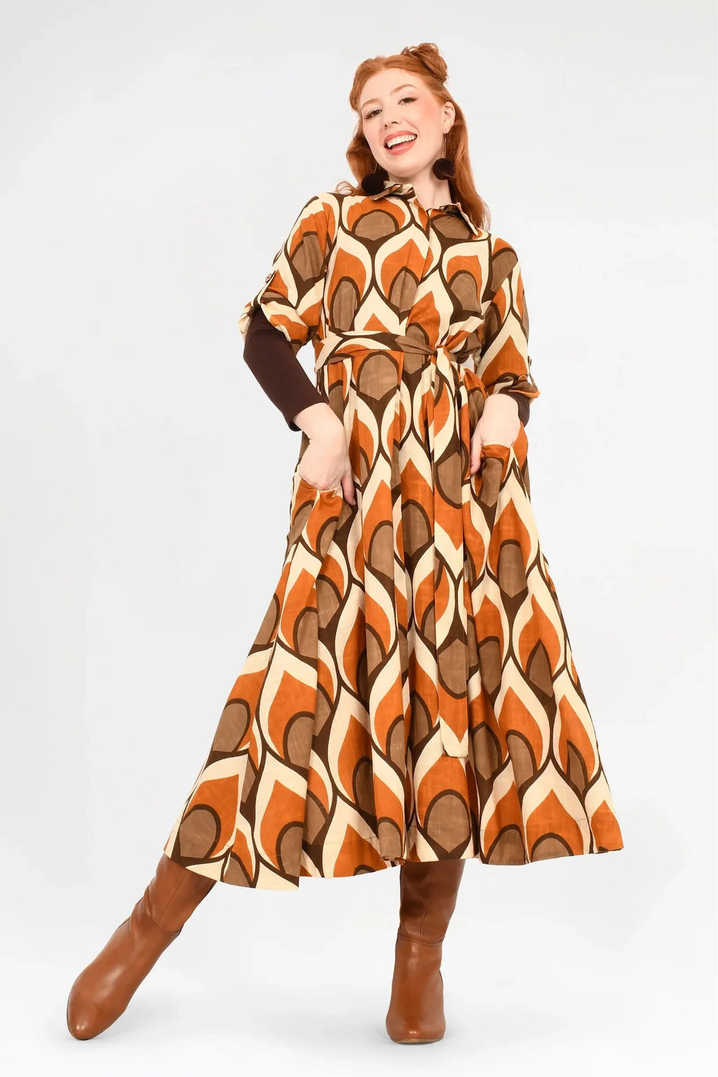 Keshet Cypress Midi Shirt Dress - Brown - Stay Wild Collective  Dress