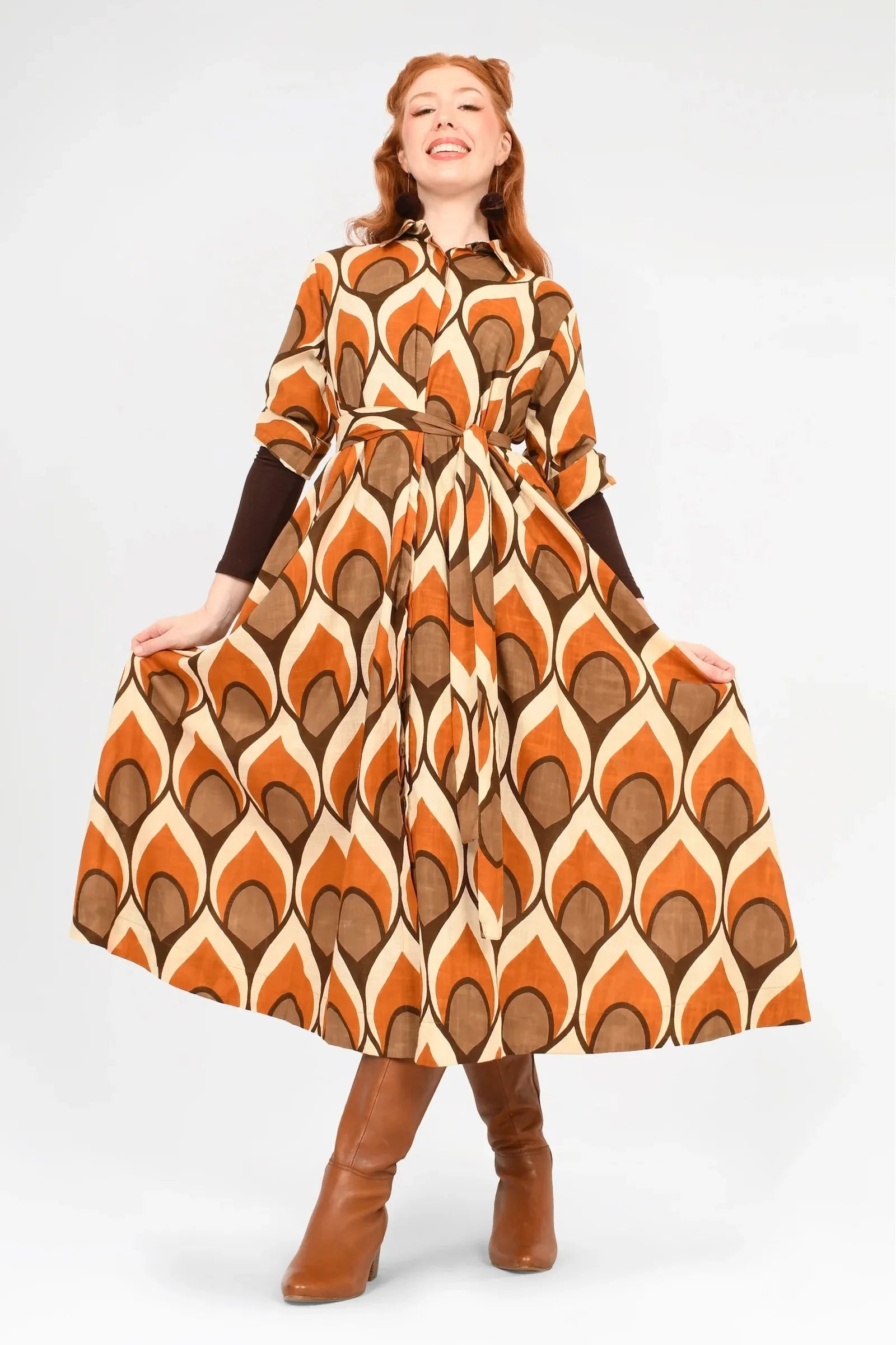 Keshet Cypress Midi Shirt Dress - Brown - Stay Wild Collective  Dress