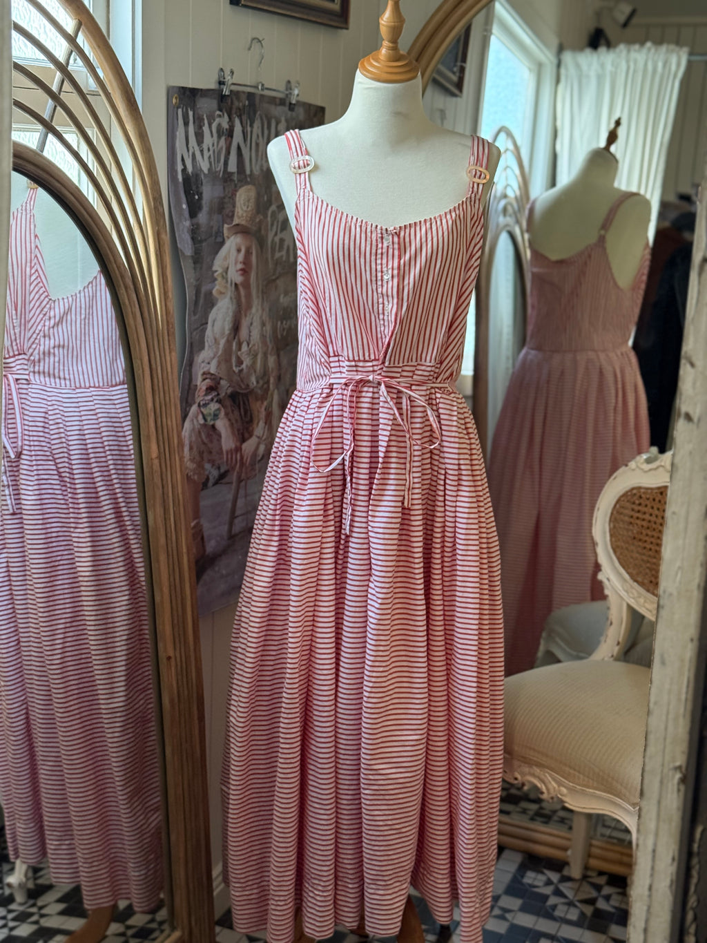  Krista Larson Bucklette slip striped cotton valentine O/S - Stay Wild Collective  Slip dress