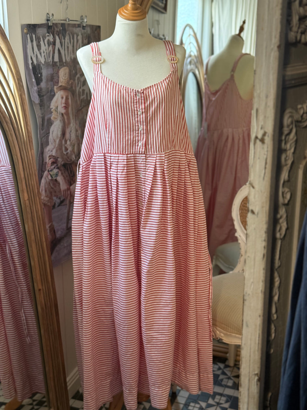  Krista Larson Bucklette slip striped cotton valentine O/S - Stay Wild Collective  Slip dress