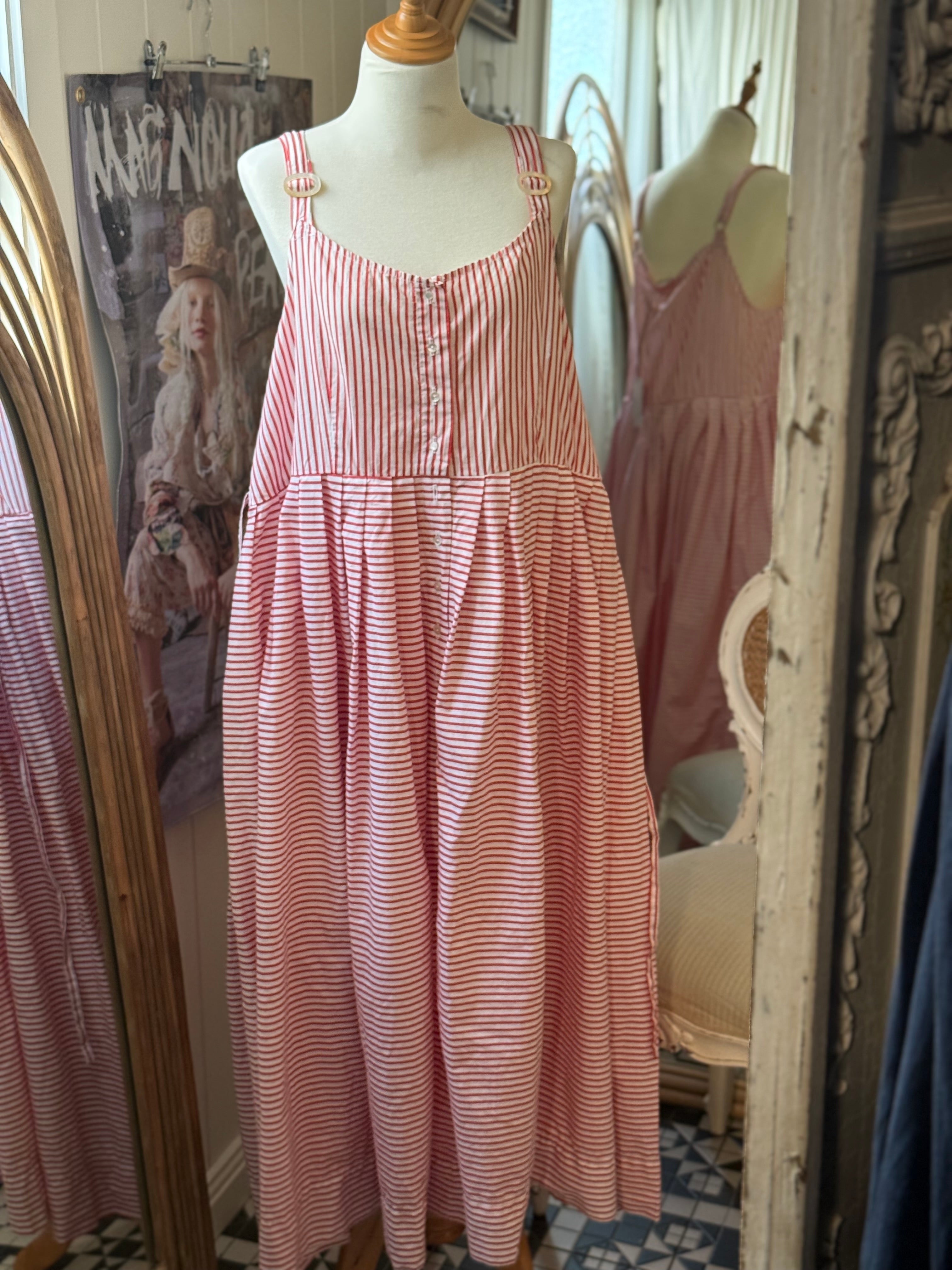  Krista Larson Bucklette slip striped cotton valentine O/S - Stay Wild Collective  Slip dress