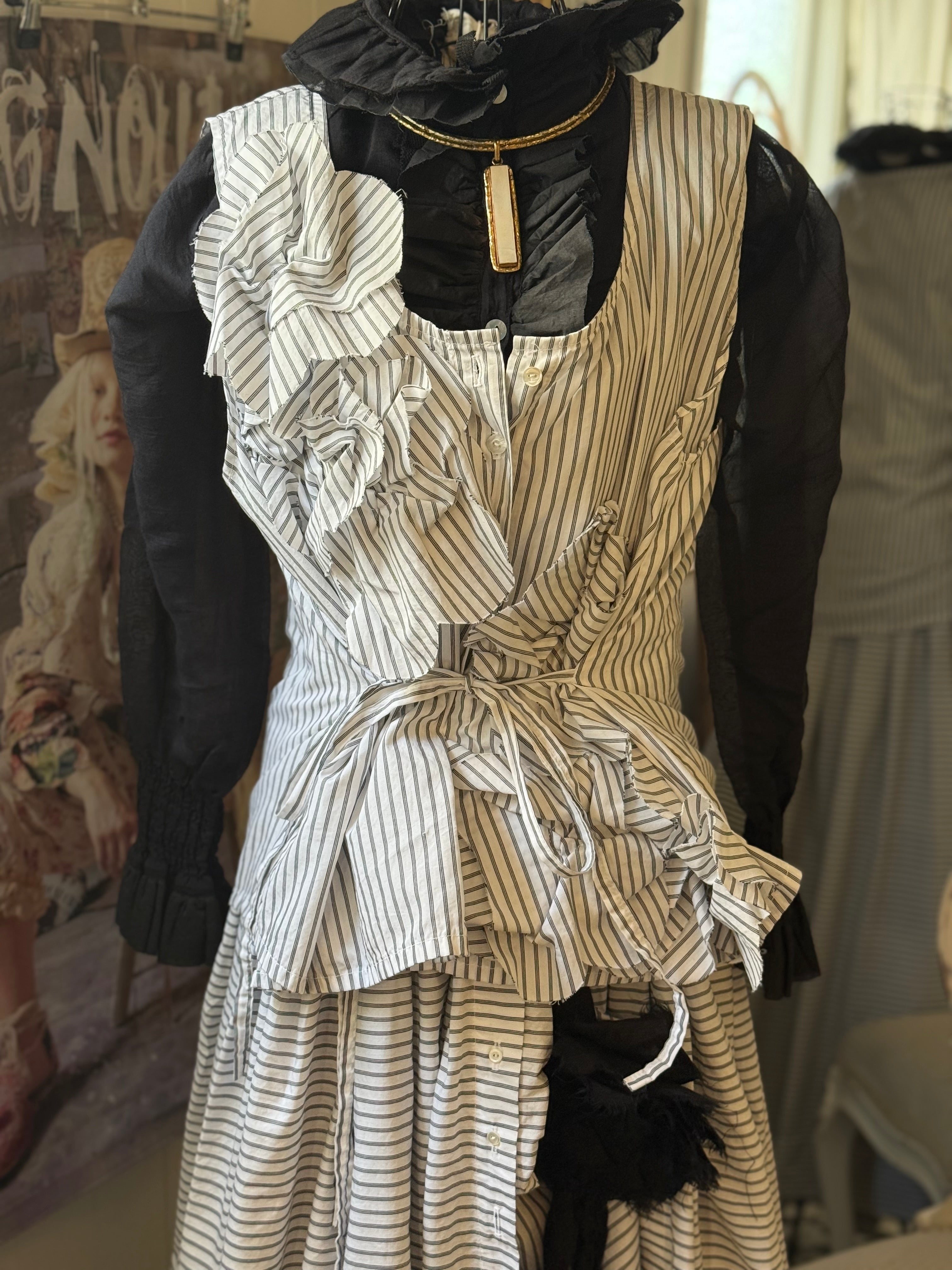  Krista Larson Hibiscus cami striped cotton black/white O/S - Stay Wild Collective  Shirts & Tops