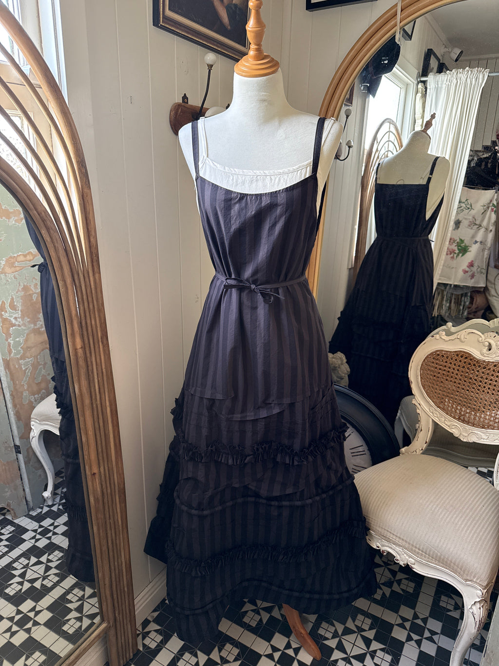 Slip dress  Krista Larson Long lavish striped Japanese cotton slip O/S - Stay Wild Collective  