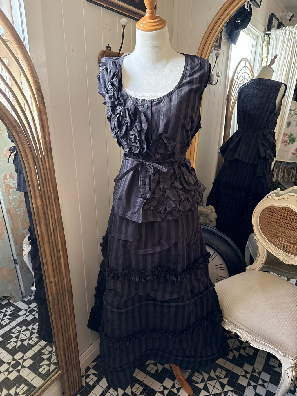 Slip dress  Krista Larson Long lavish striped Japanese cotton slip O/S - Stay Wild Collective  
