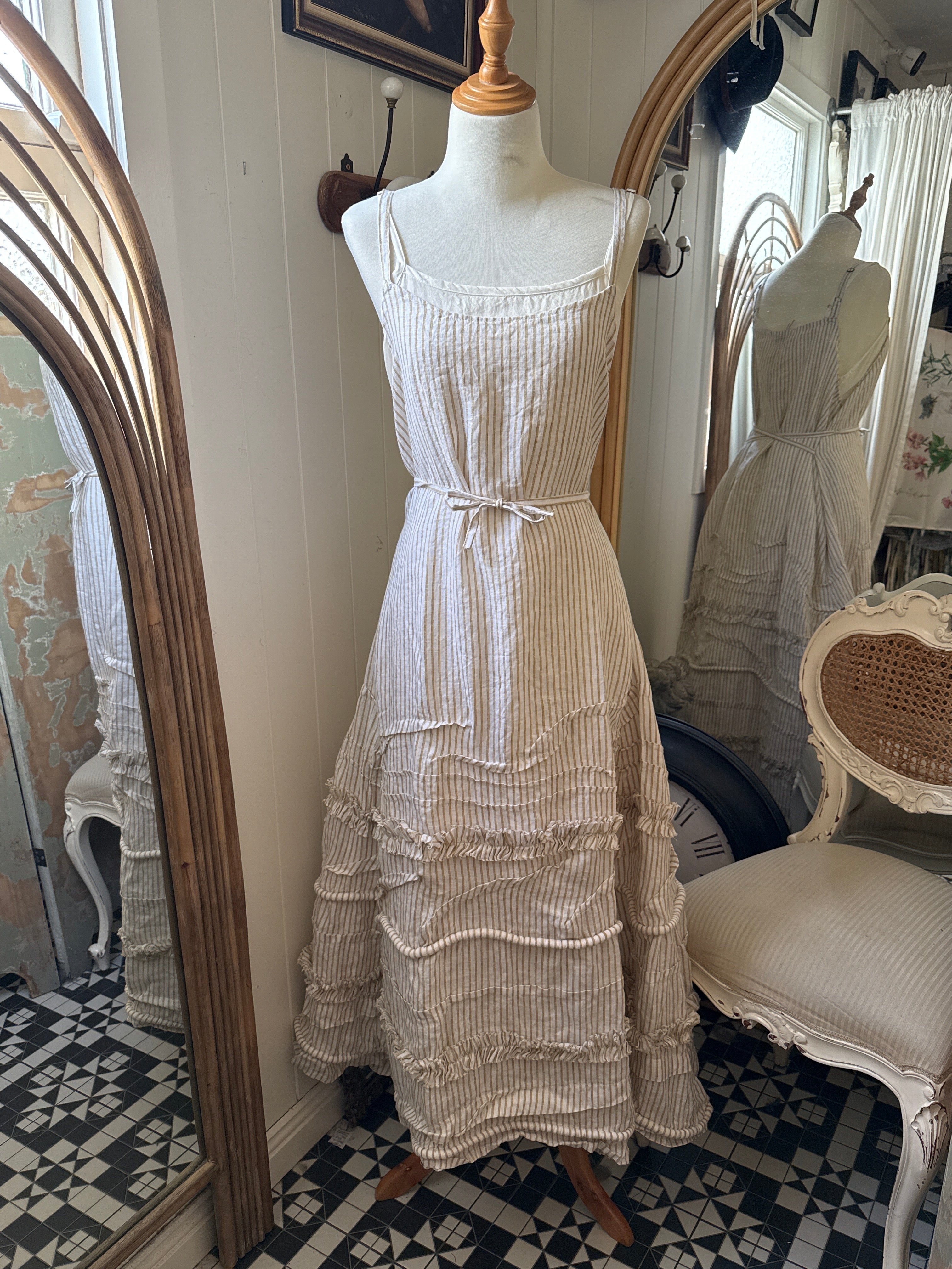Slip dress  Krista Larson Long lavish striped linen slip O/S - Stay Wild Collective  