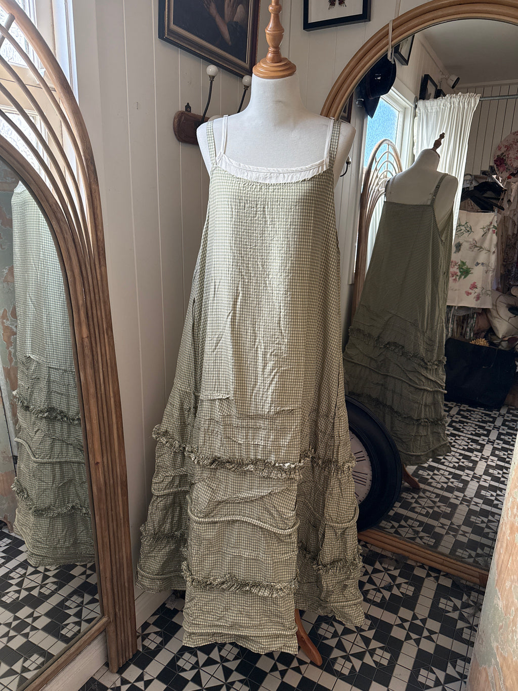 Slip dress  Krista Larson Long lavish striped silk taffeta slip O/S - Stay Wild Collective  