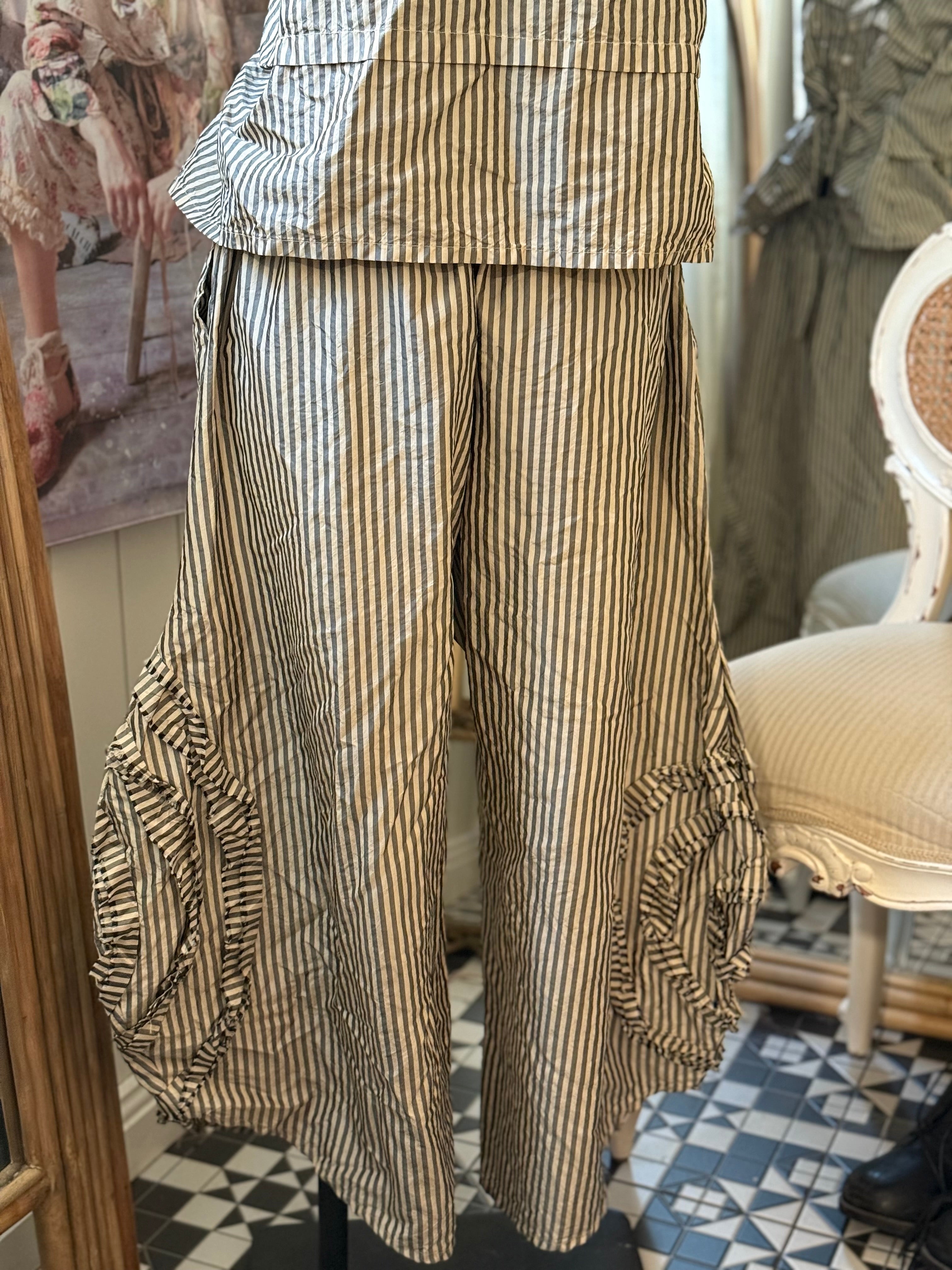  Krista Larson cabbage rose black/white silk taffeta pants O/S - Stay Wild Collective  Pants