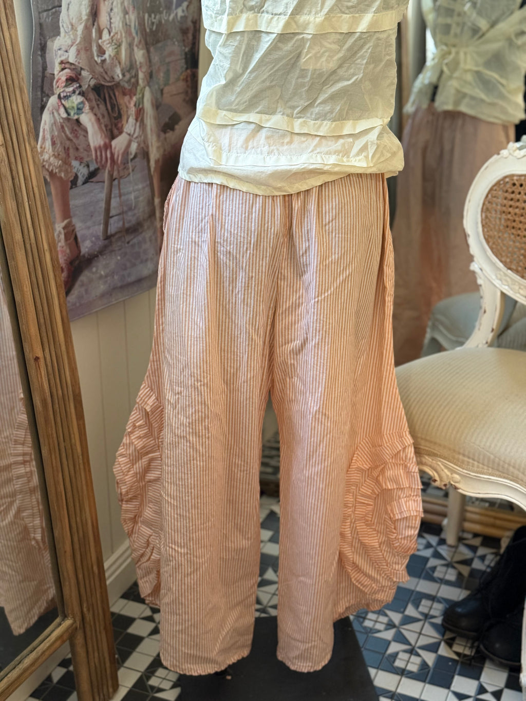  Krista Larson cabbage rose striped cotton shell pants O/S - Stay Wild Collective  Pants