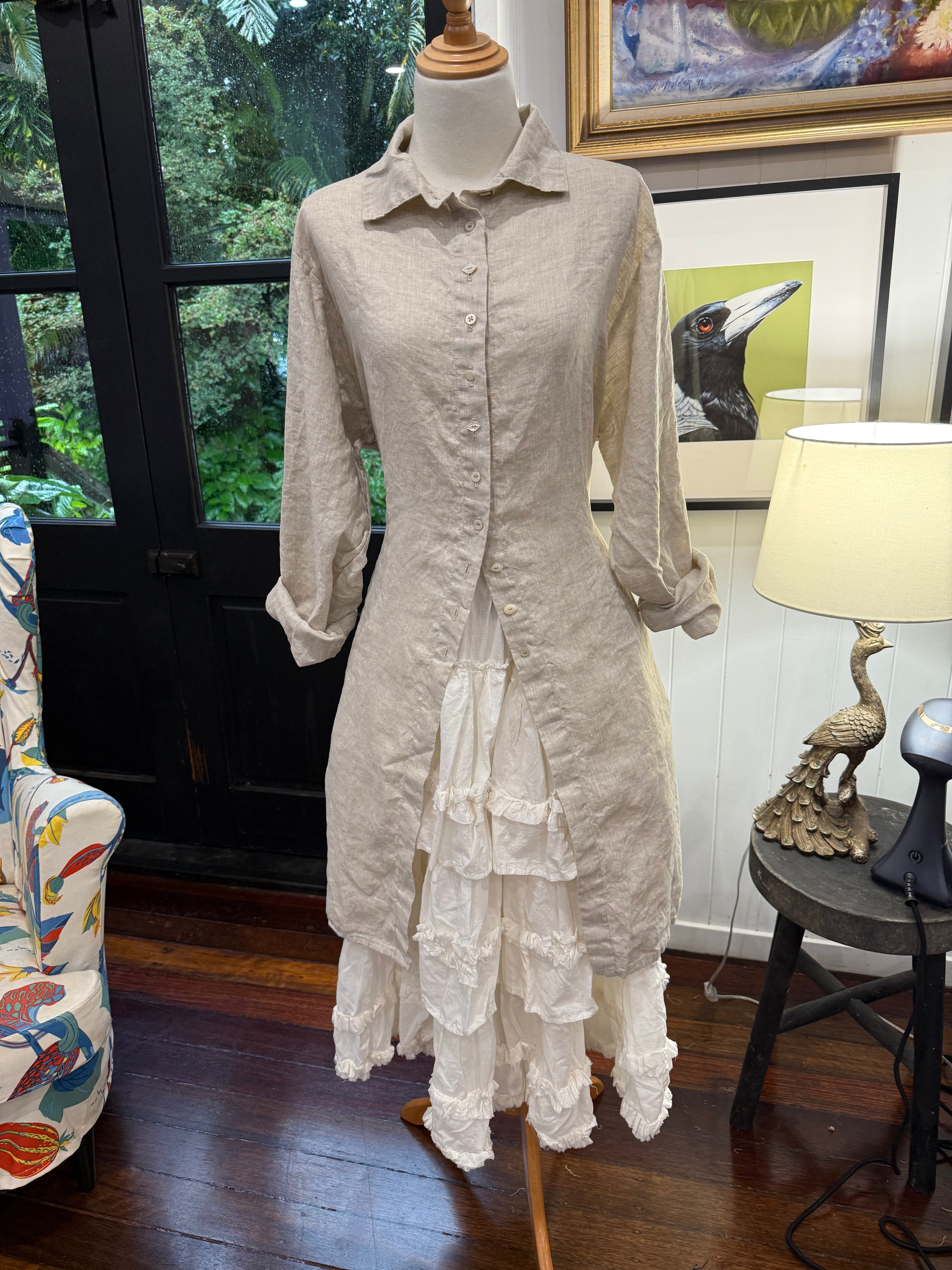  Krista Larson long weekender shirt natural linen - Stay Wild Collective  
