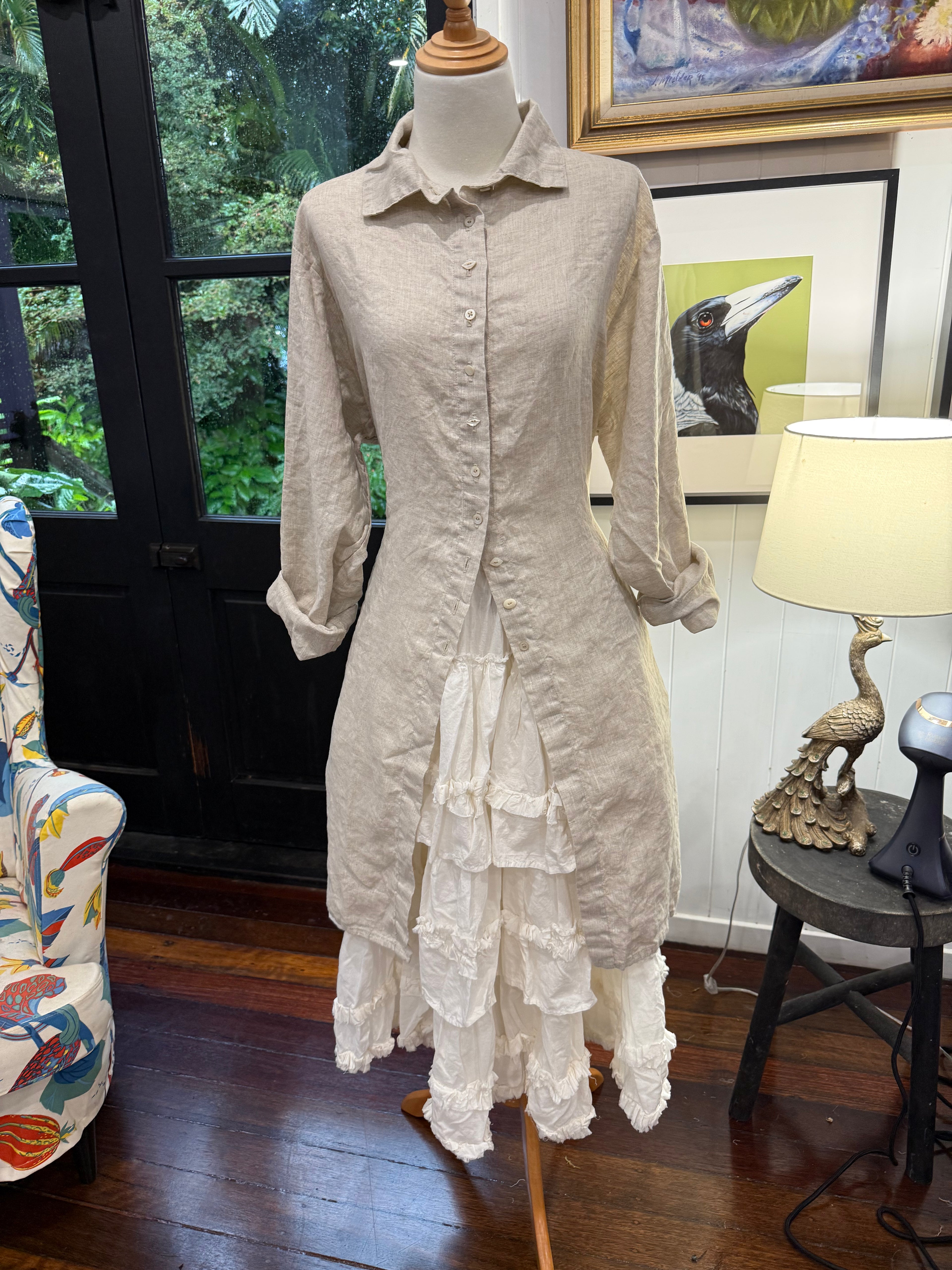  Krista Larson long weekender shirt natural linen - Stay Wild Collective  