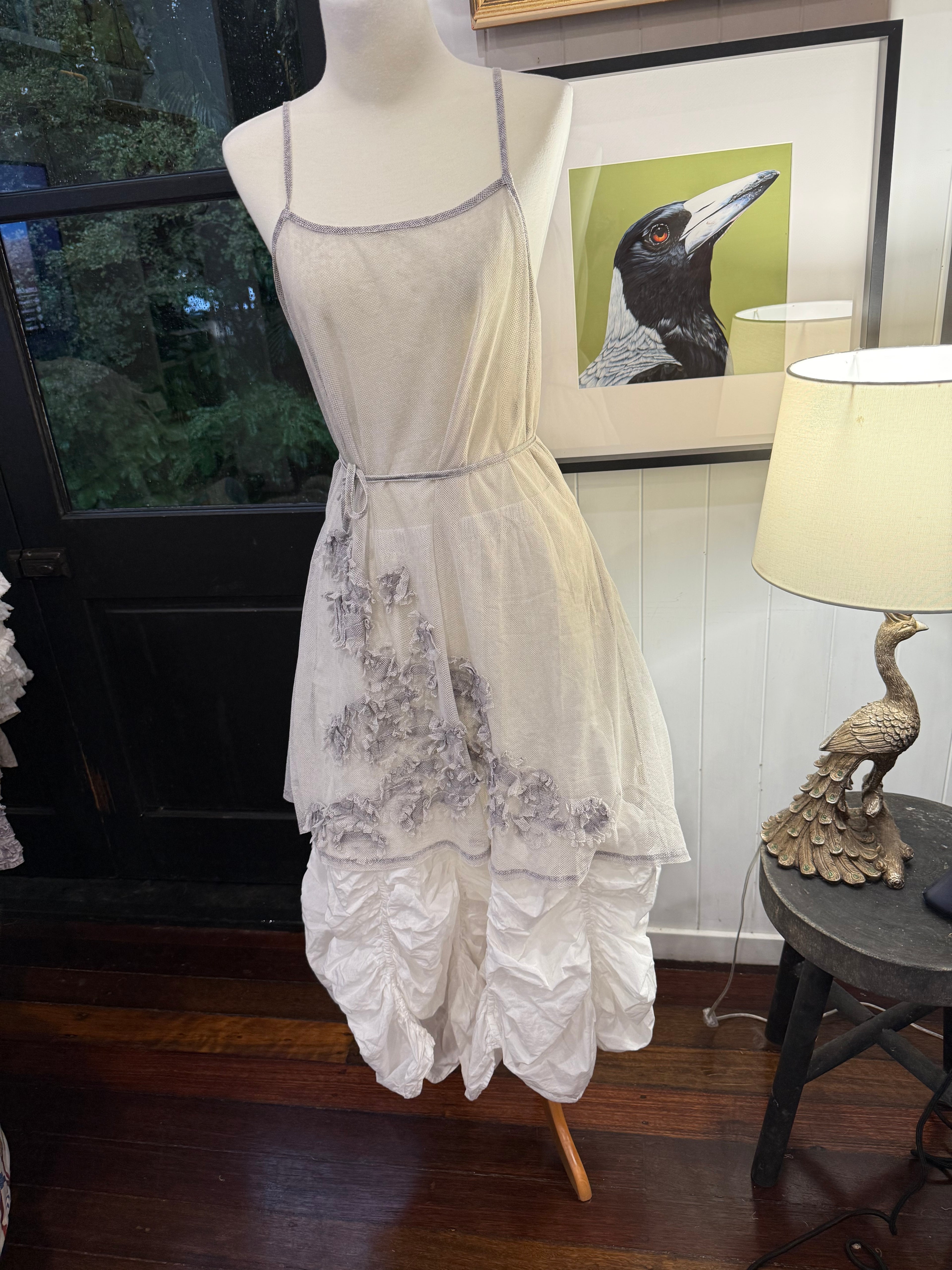  Krista Larson ruched skirt white cotton voile - Stay Wild Collective  