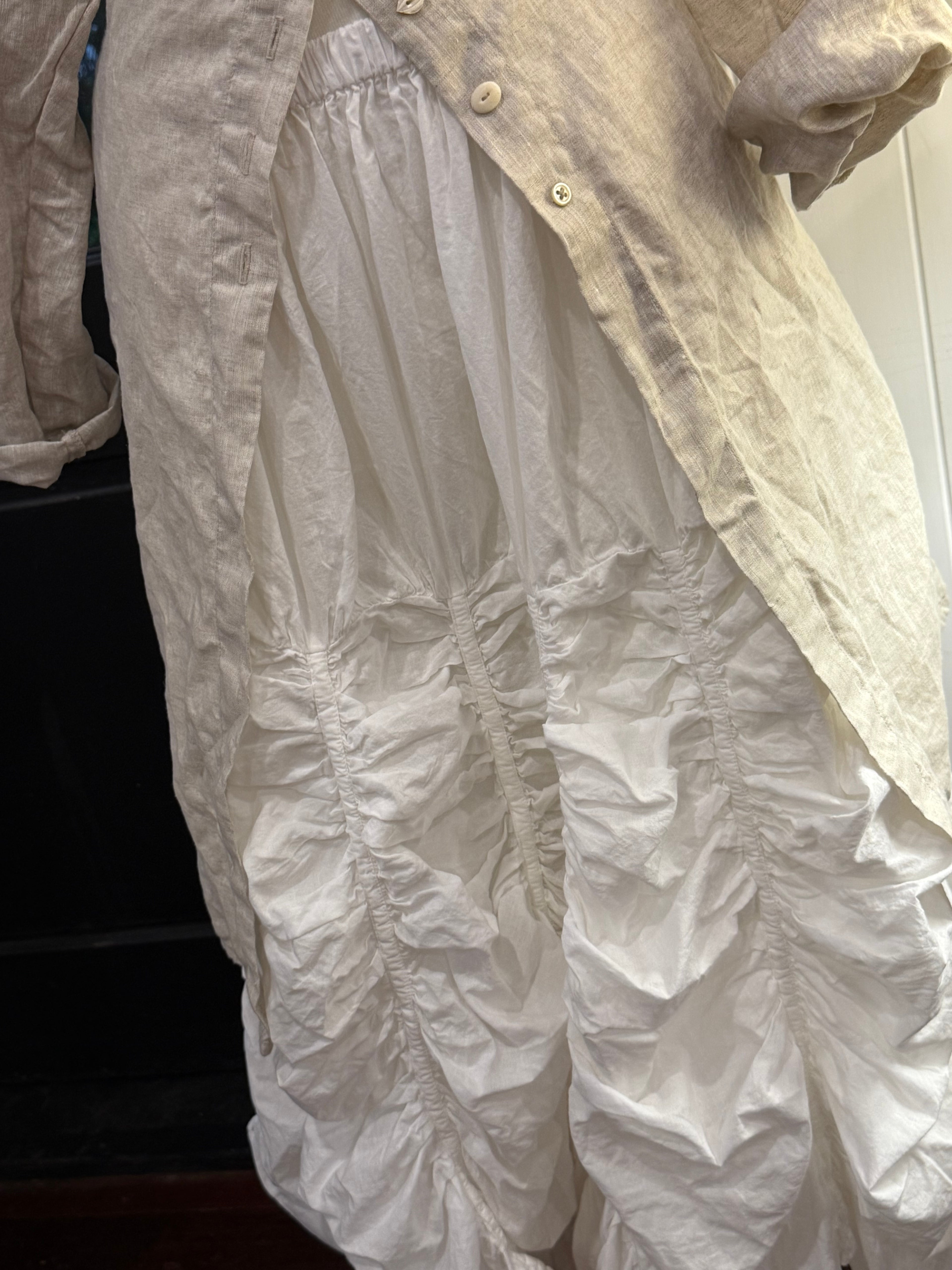  Krista Larson ruched skirt white cotton voile - Stay Wild Collective  