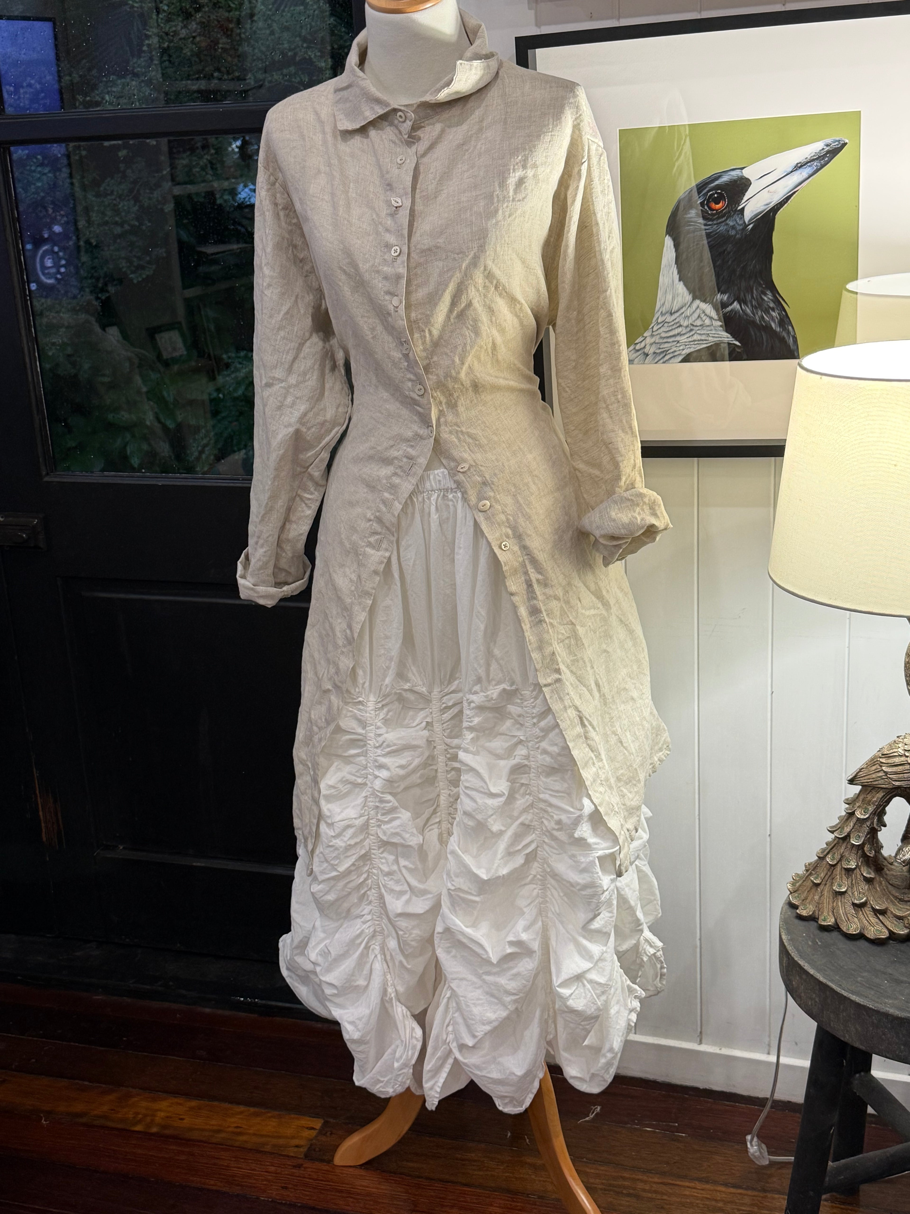  Krista Larson ruched skirt white cotton voile - Stay Wild Collective  