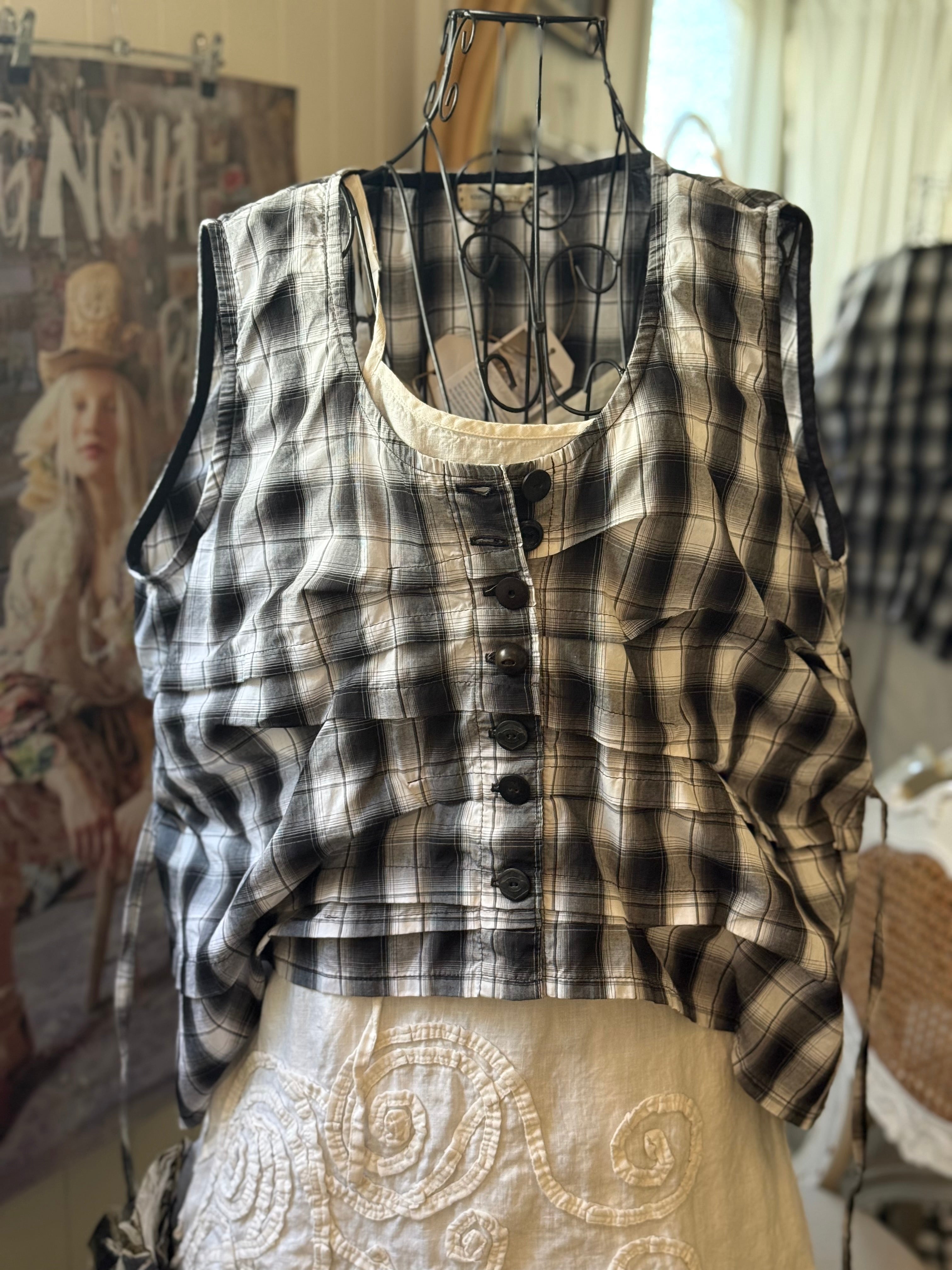  Krista Larson smashed cami Black Plaid O/S - Stay Wild Collective  Tops