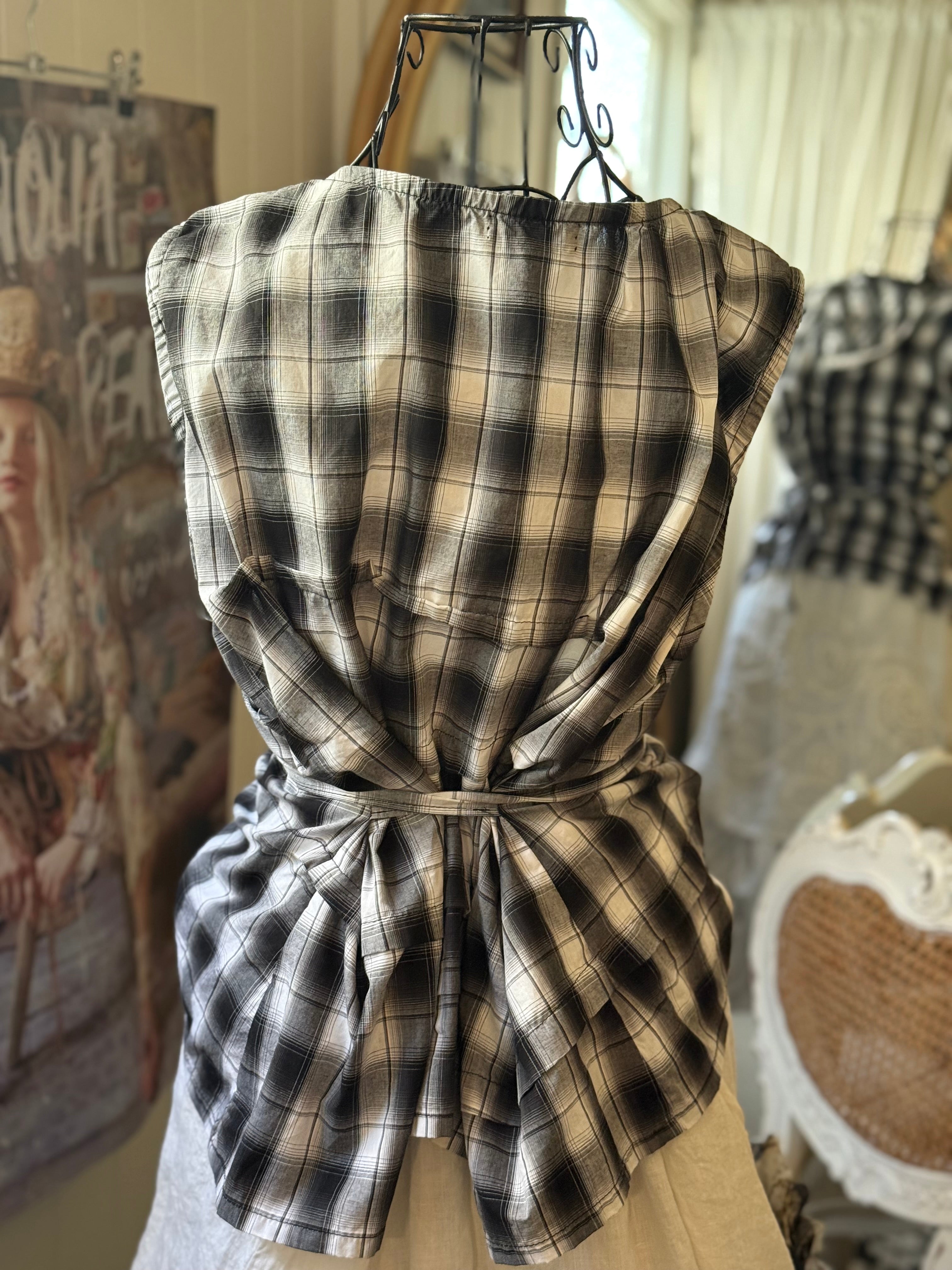  Krista Larson smashed cami Black Plaid O/S - Stay Wild Collective  Tops
