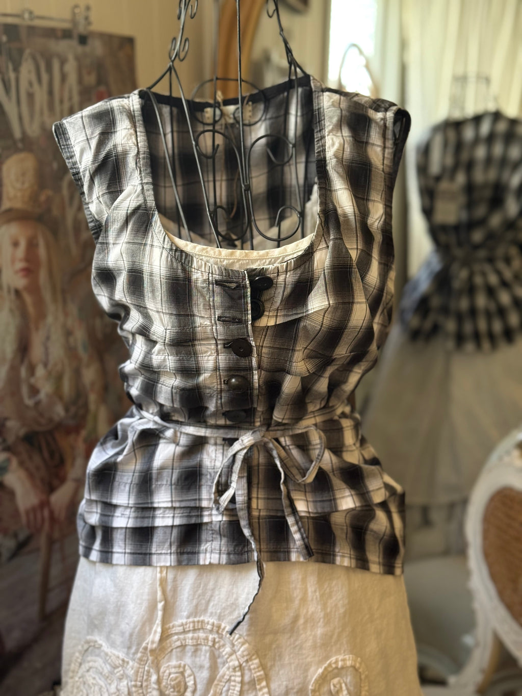  Krista Larson smashed cami Black Plaid O/S - Stay Wild Collective  Tops