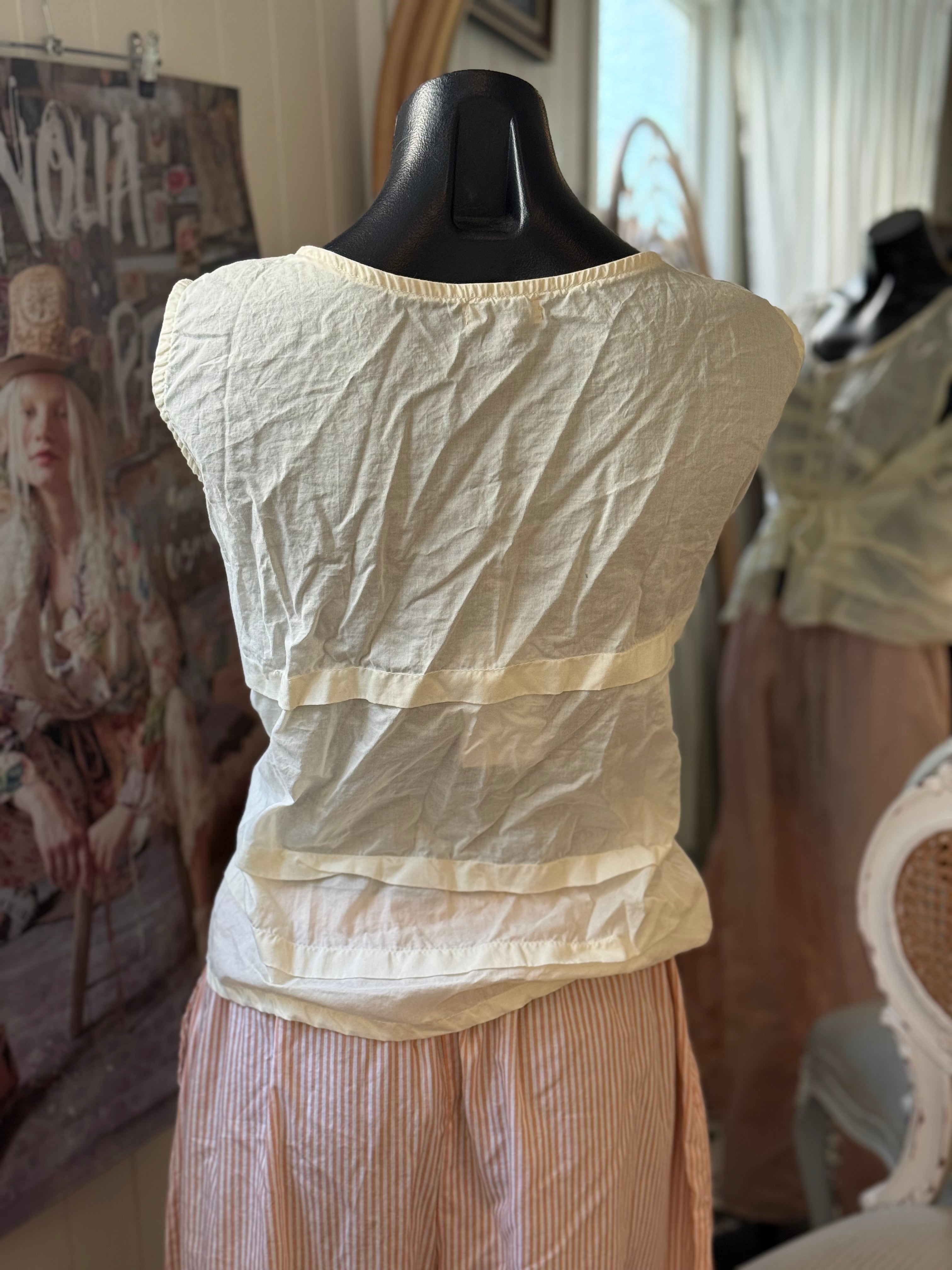  Krista Larson smashed cami cream cotton voile O/S - Stay Wild Collective  Shirts & Tops