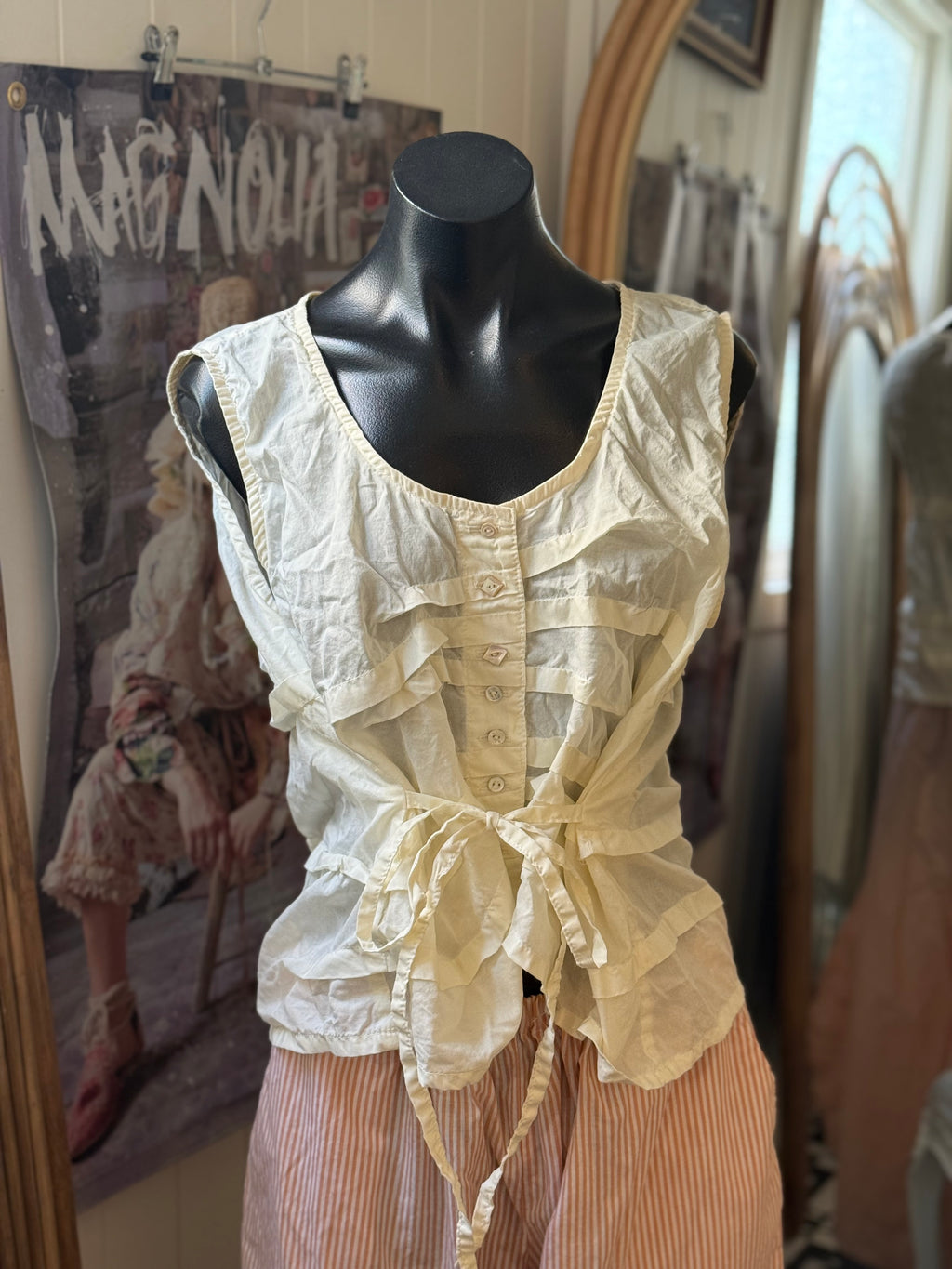  Krista Larson smashed cami cream cotton voile O/S - Stay Wild Collective  Shirts & Tops