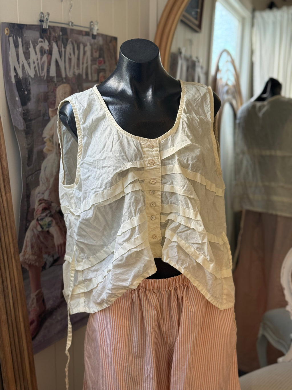  Krista Larson smashed cami cream cotton voile O/S - Stay Wild Collective  Shirts & Tops
