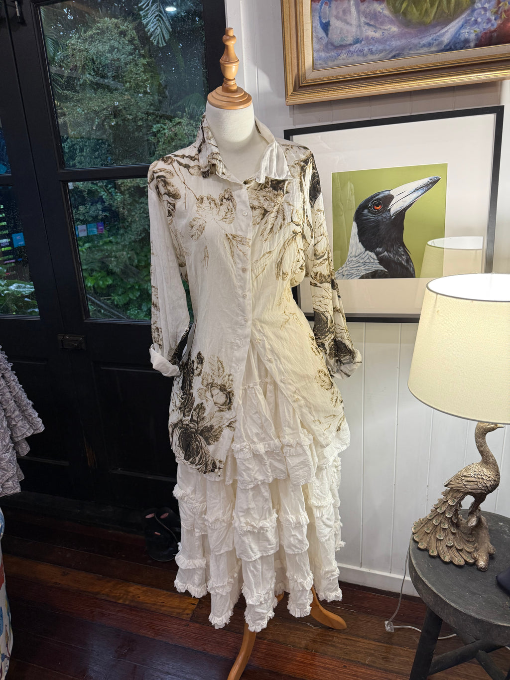  Krista Larson werkender shirt in old white roses cotton organdy - Stay Wild Collective  