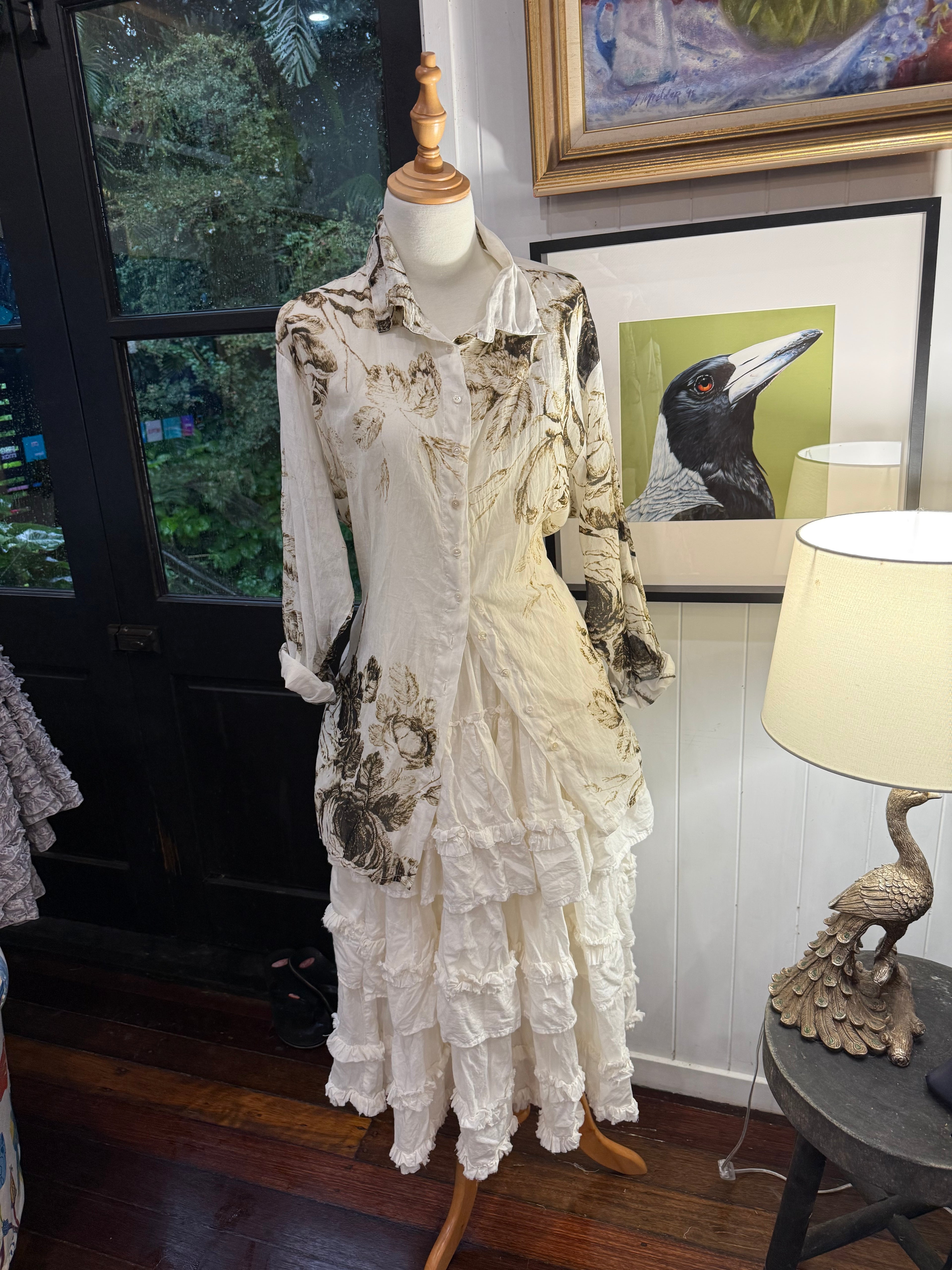  Krista Larson werkender shirt in old white roses cotton organdy - Stay Wild Collective  