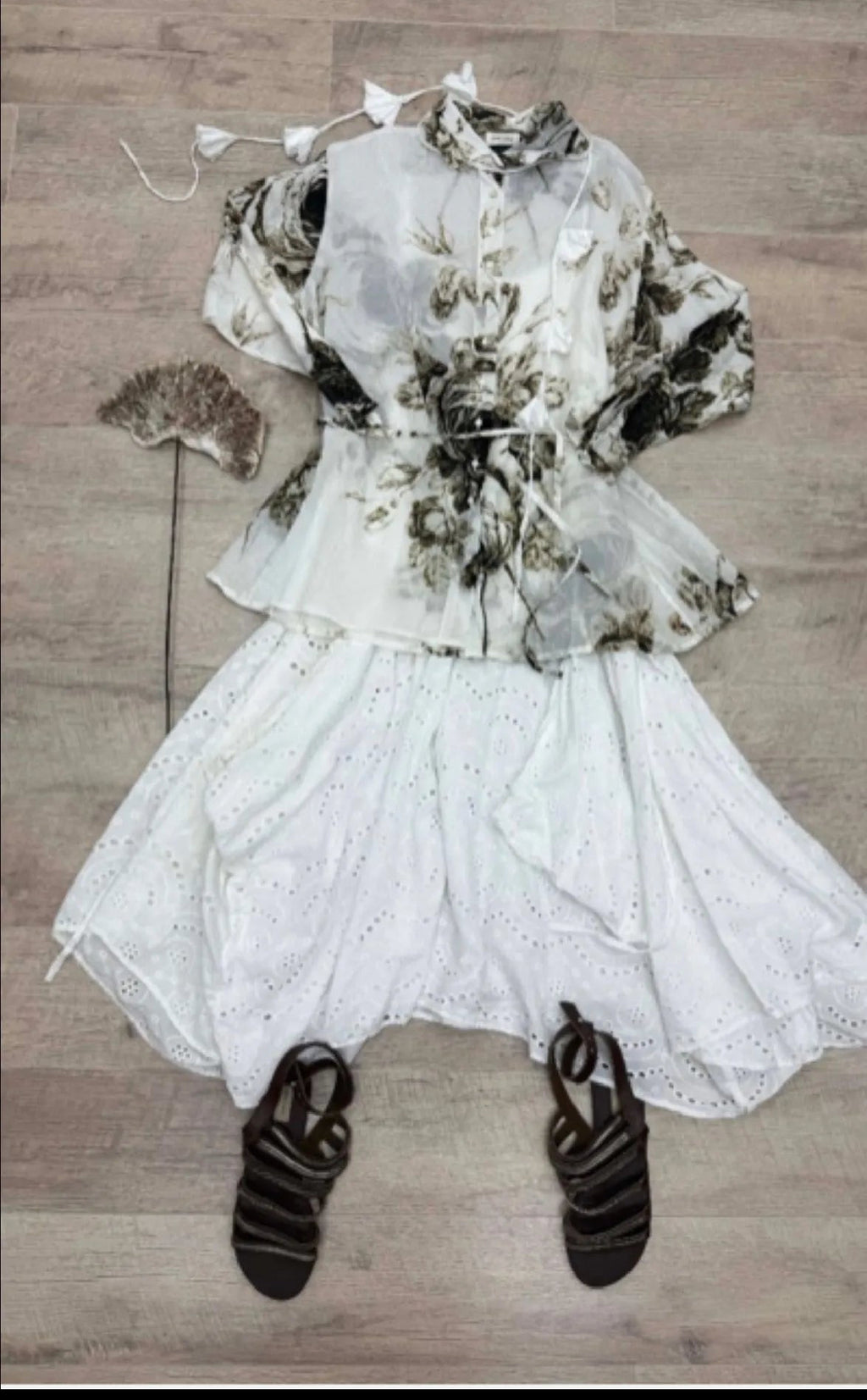  Krista Larson werkender shirt in old white roses cotton organdy - Stay Wild Collective  