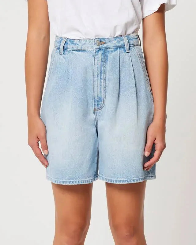 person wearing L Rollas Women's Horizon Short - Light Blue SALE - Stay Wild Collective  