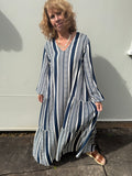 Samode Dress | Print b navy stripe maxi - Stay Wild Collective  Dresses