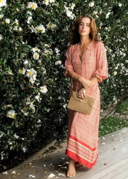 Ladli Helen dress midi red print A - Stay Wild Collective  dress