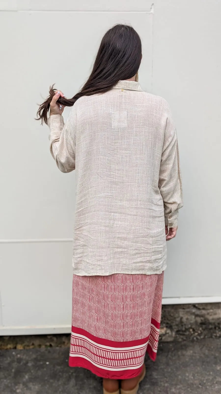 Ladli Lejardin Boyfriend Shirt Linen Sand sale - Stay Wild Collective  Top