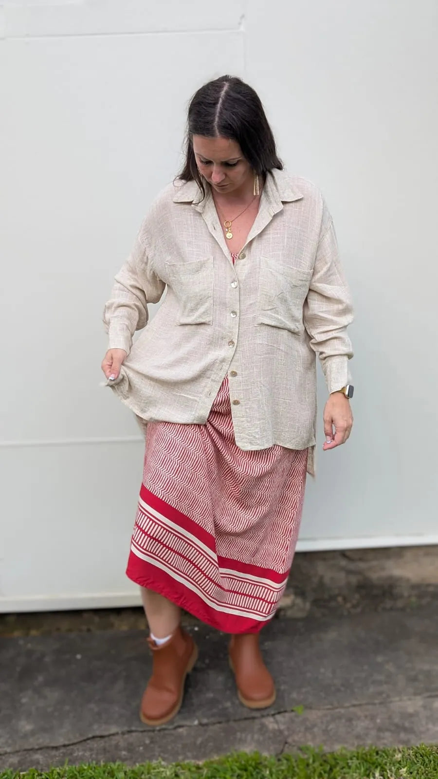 Ladli Lejardin Boyfriend Shirt Linen Sand sale - Stay Wild Collective  Top