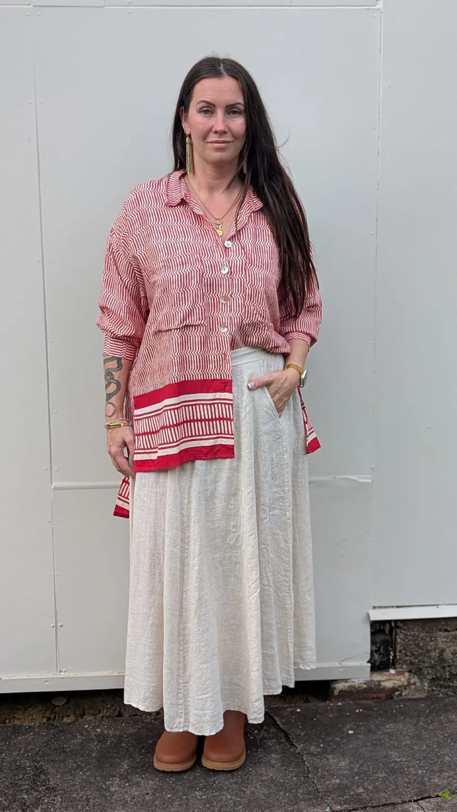 Ladli Lejardin Boyfriend Shirt Red - Stay Wild Collective  Top