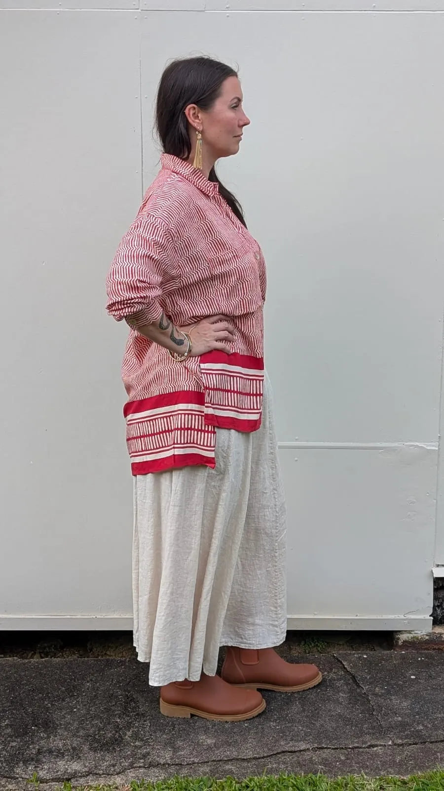 Ladli Lejardin Boyfriend Shirt Red - Stay Wild Collective  Top