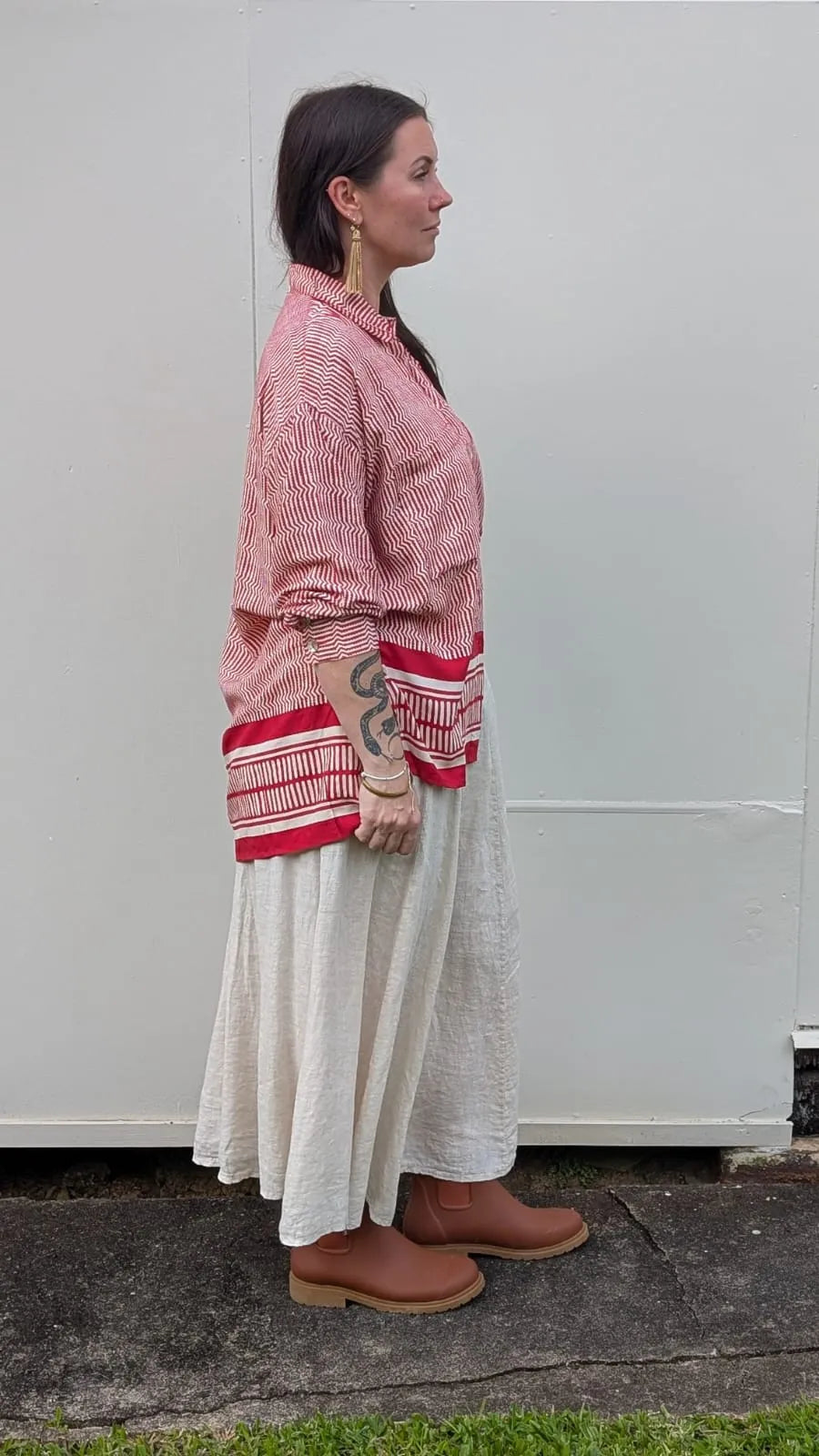 Ladli Lejardin Boyfriend Shirt Red - Stay Wild Collective  Top