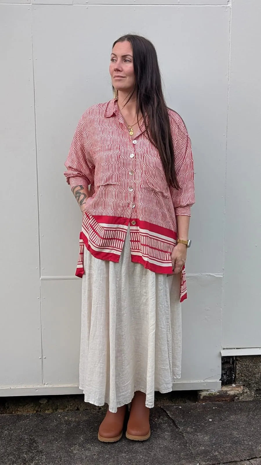 Ladli Lejardin Boyfriend Shirt Red - Stay Wild Collective  Top