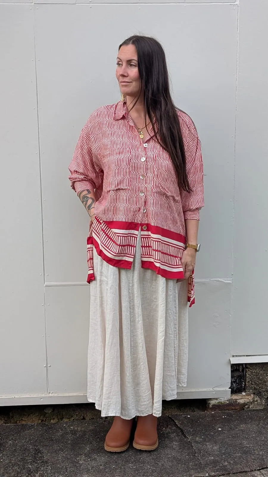 Ladli Lejardin Boyfriend Shirt Red - Stay Wild Collective  Top