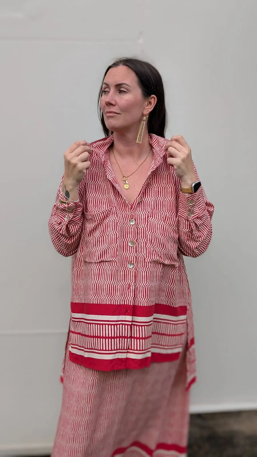 Ladli Lejardin Boyfriend Shirt Red - Stay Wild Collective  Top