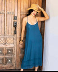 Ladli Poppy dress blue midi - Stay Wild Collective  slip dress